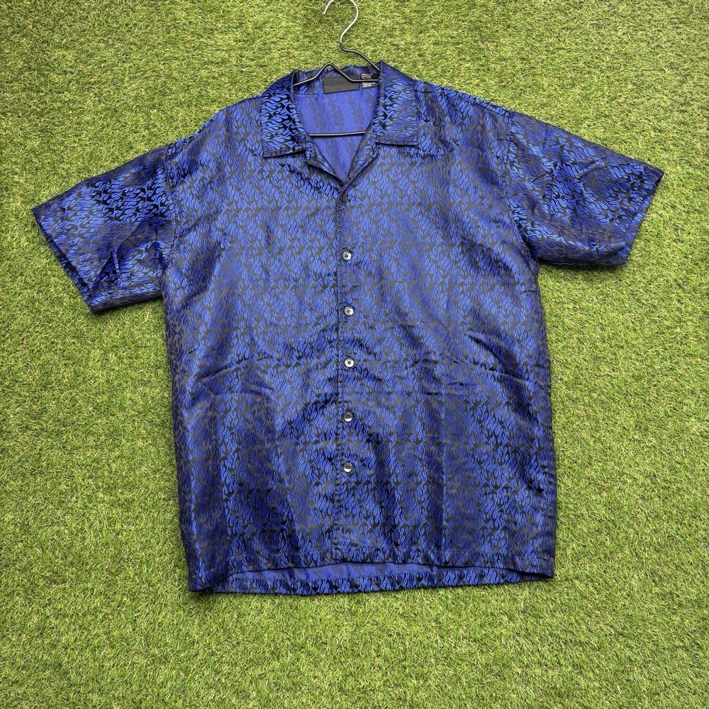 Vintage Street Culture Shirt Mens Large Hawaiian Button Up y2k Grunge Punk Flame